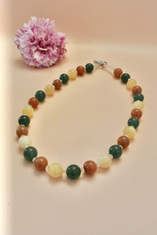 Mix Round Stone Jasper Necklace N- 136