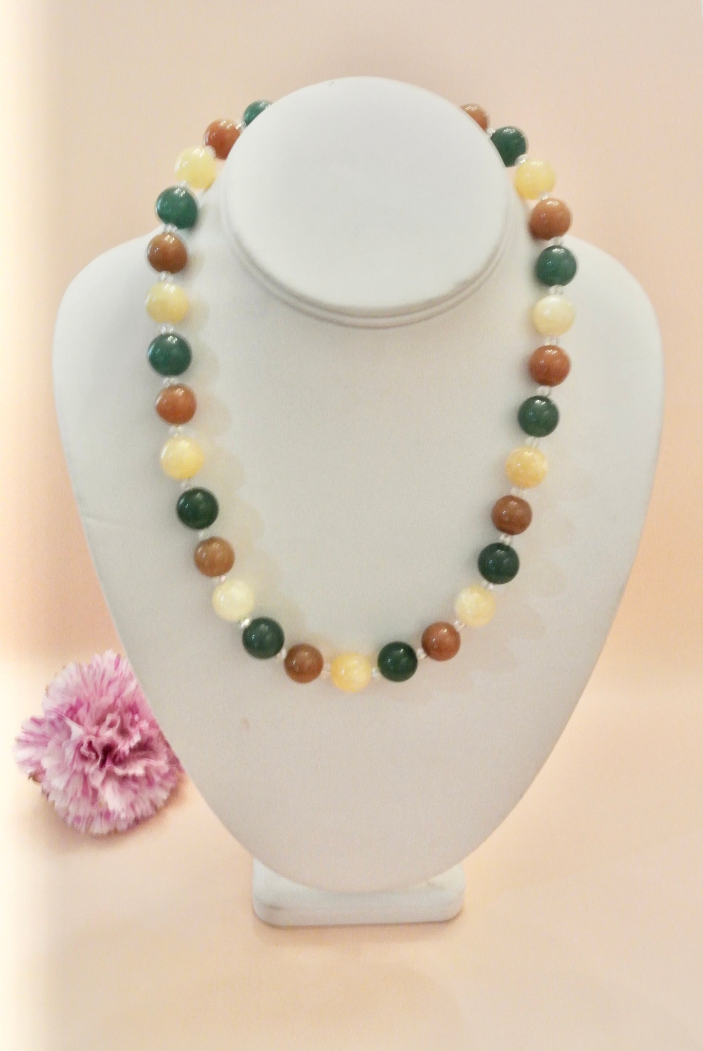 Mix Round Stone Jasper Necklace N- 136