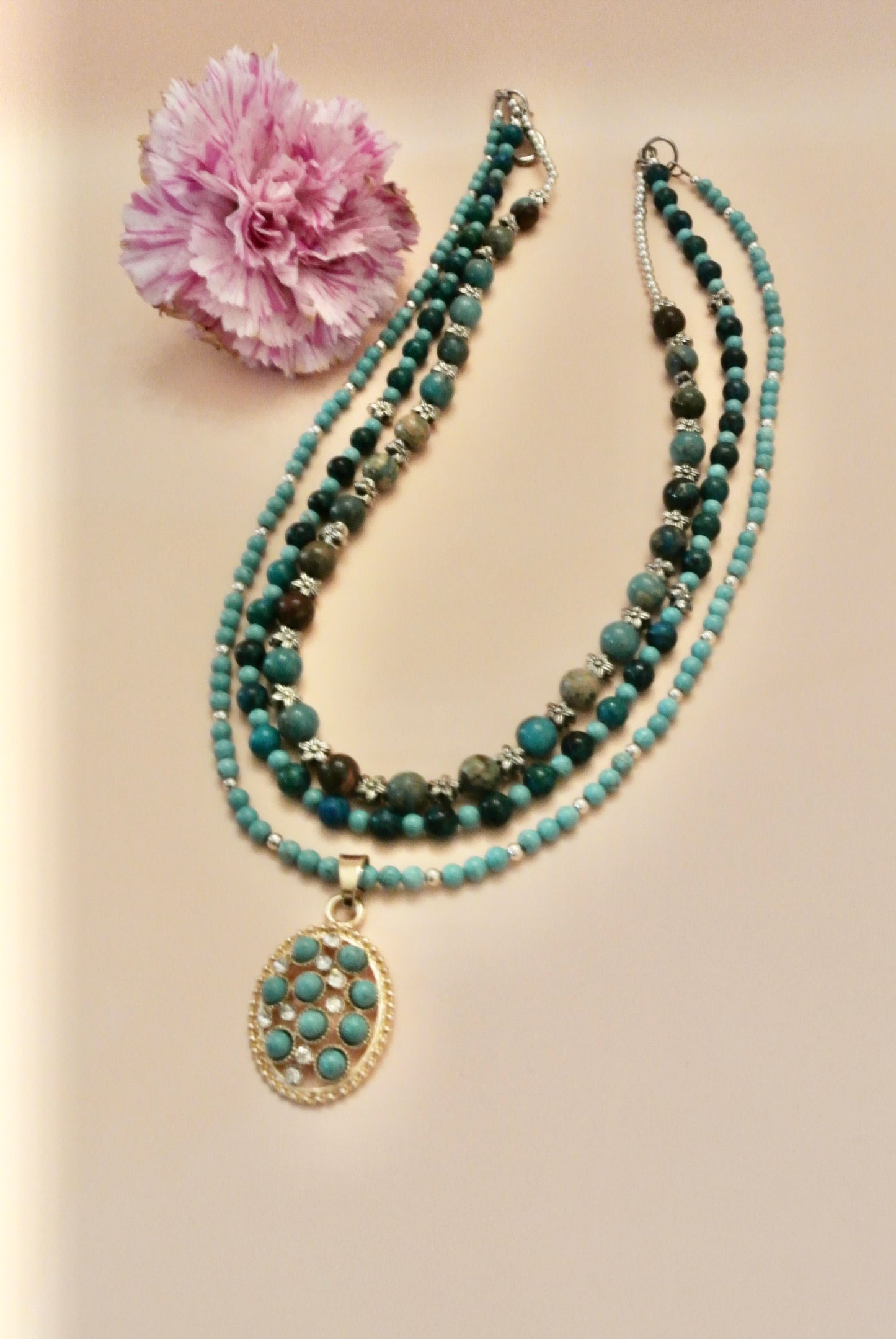 Blue Mix Necklace with Pendants N-137