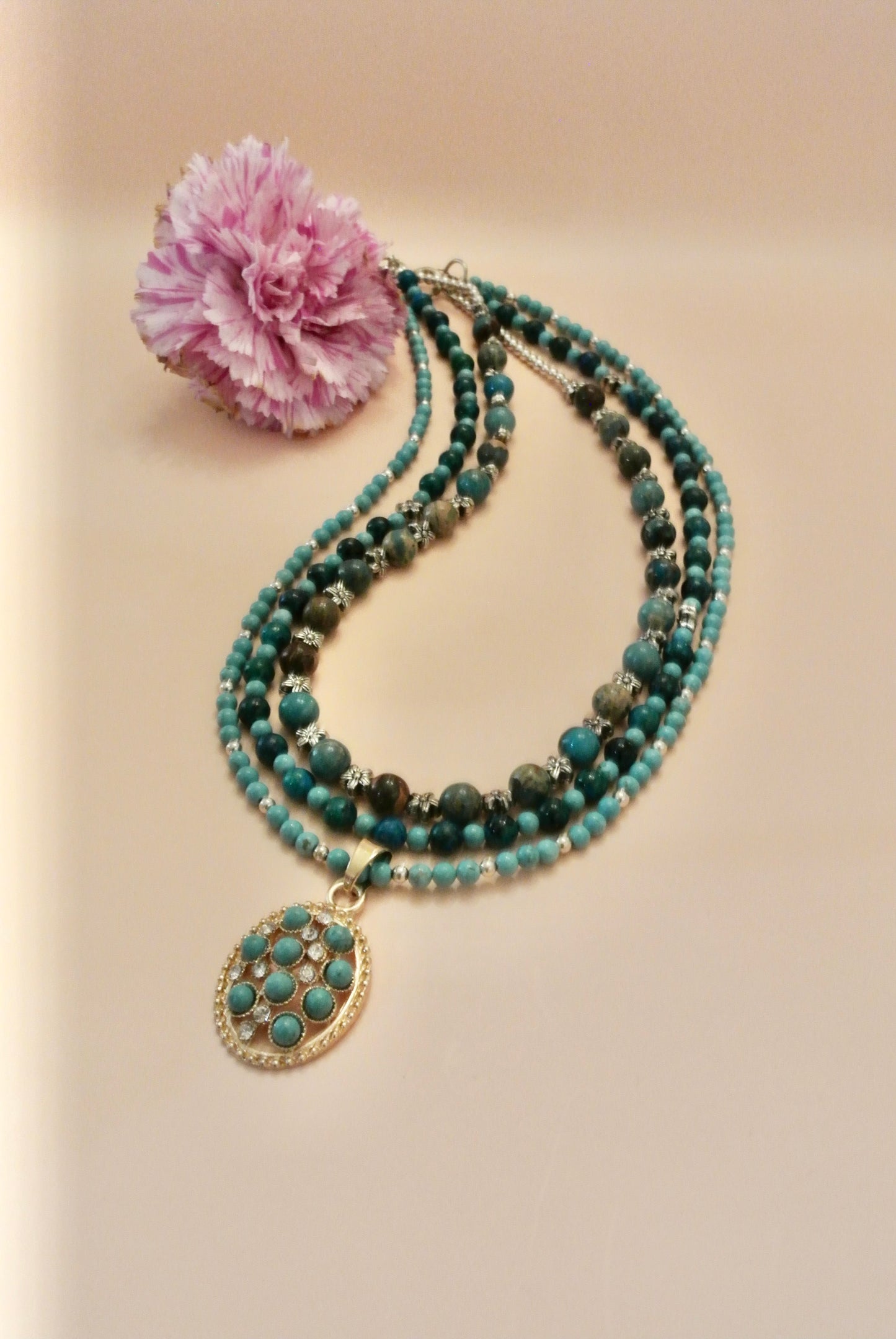 Blue Mix Necklace with Pendants N-137