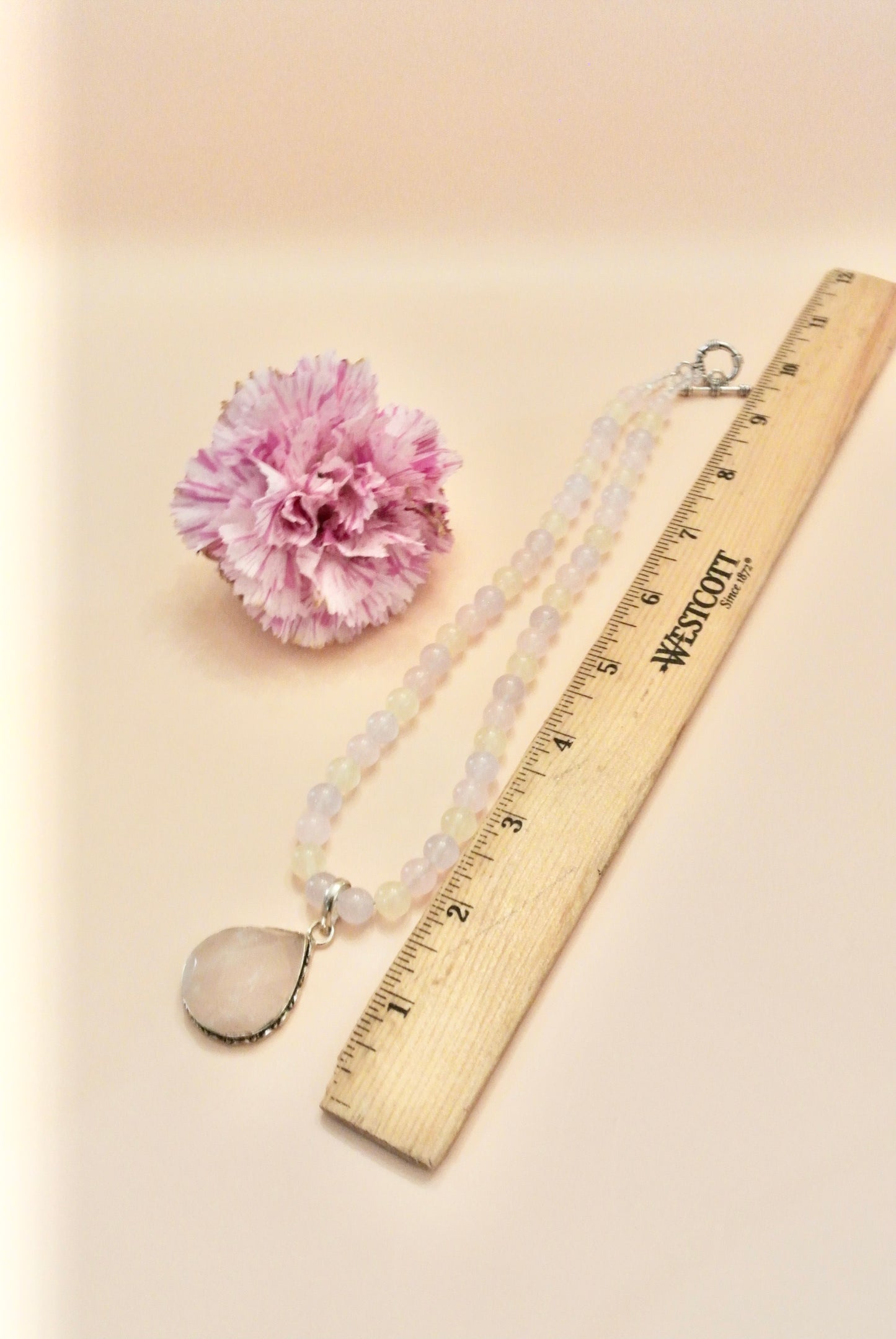 Rose Quartz Pendant with round stone Necklaces N-138