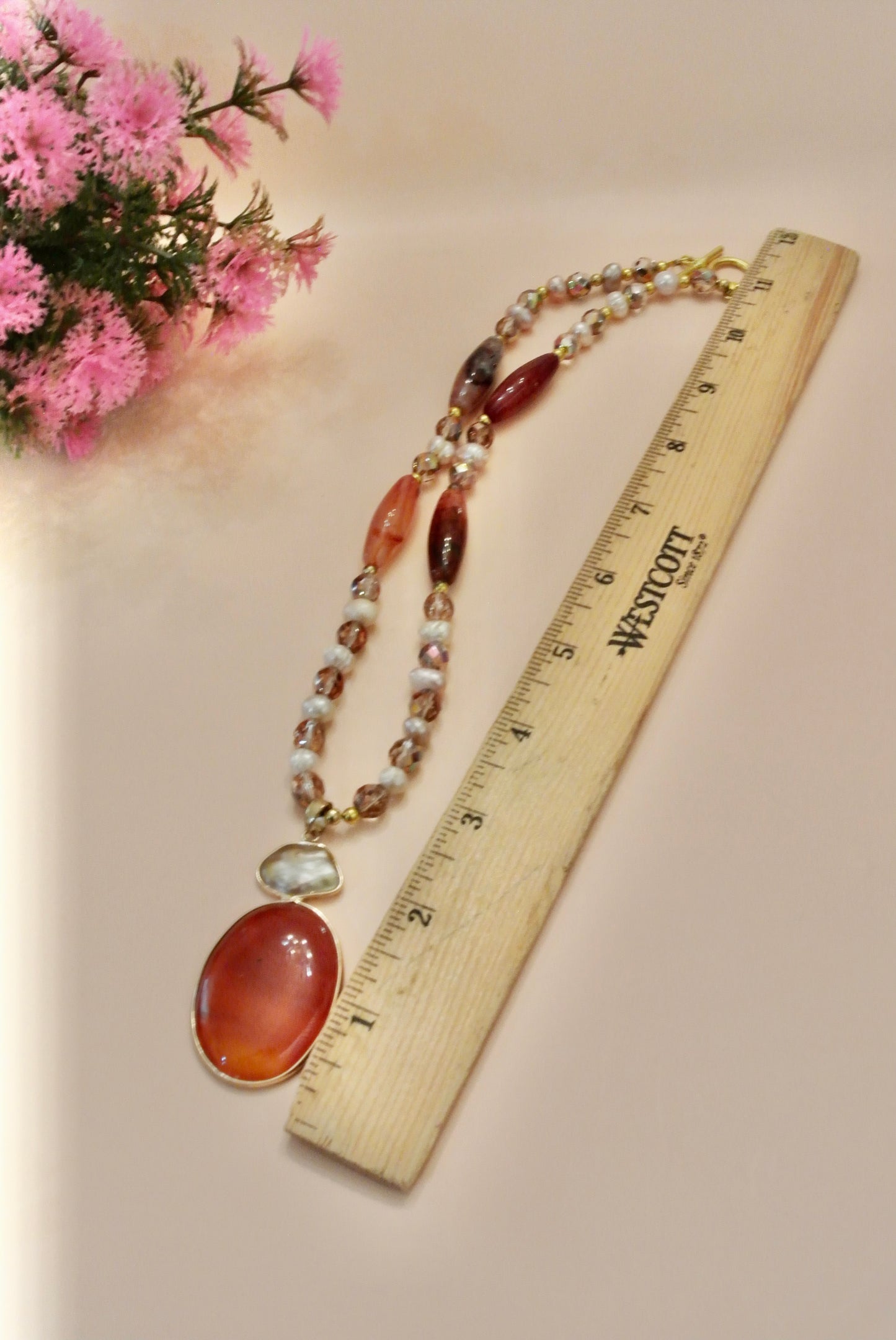 Carnelian Mix Stones & Pearls N-141