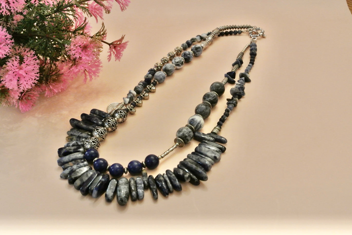 Sodalite Stone Mix Necklace N- 149