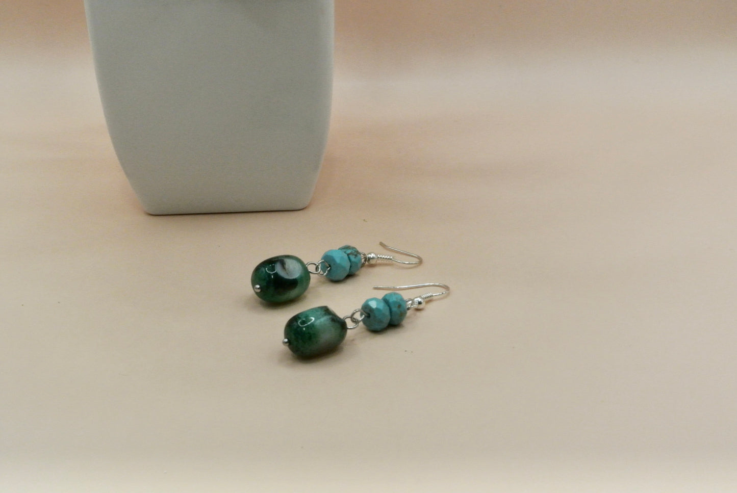 Turquoise Rondel Stone Earrings