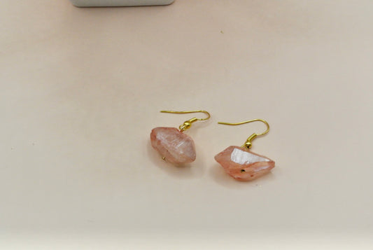 Pink Chunky Stone Earrings E-173