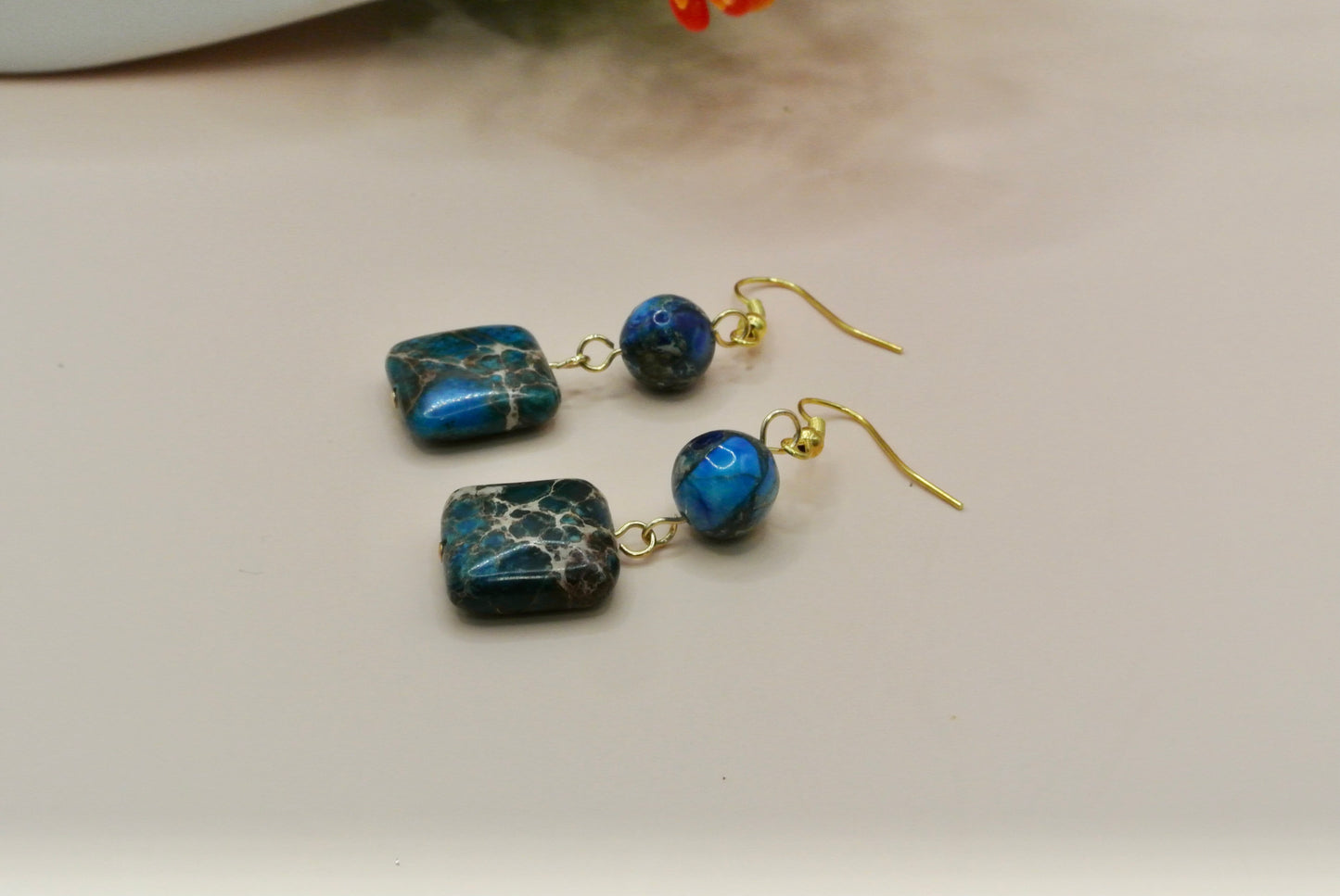 Blue Stone Jasper Earrings E-175