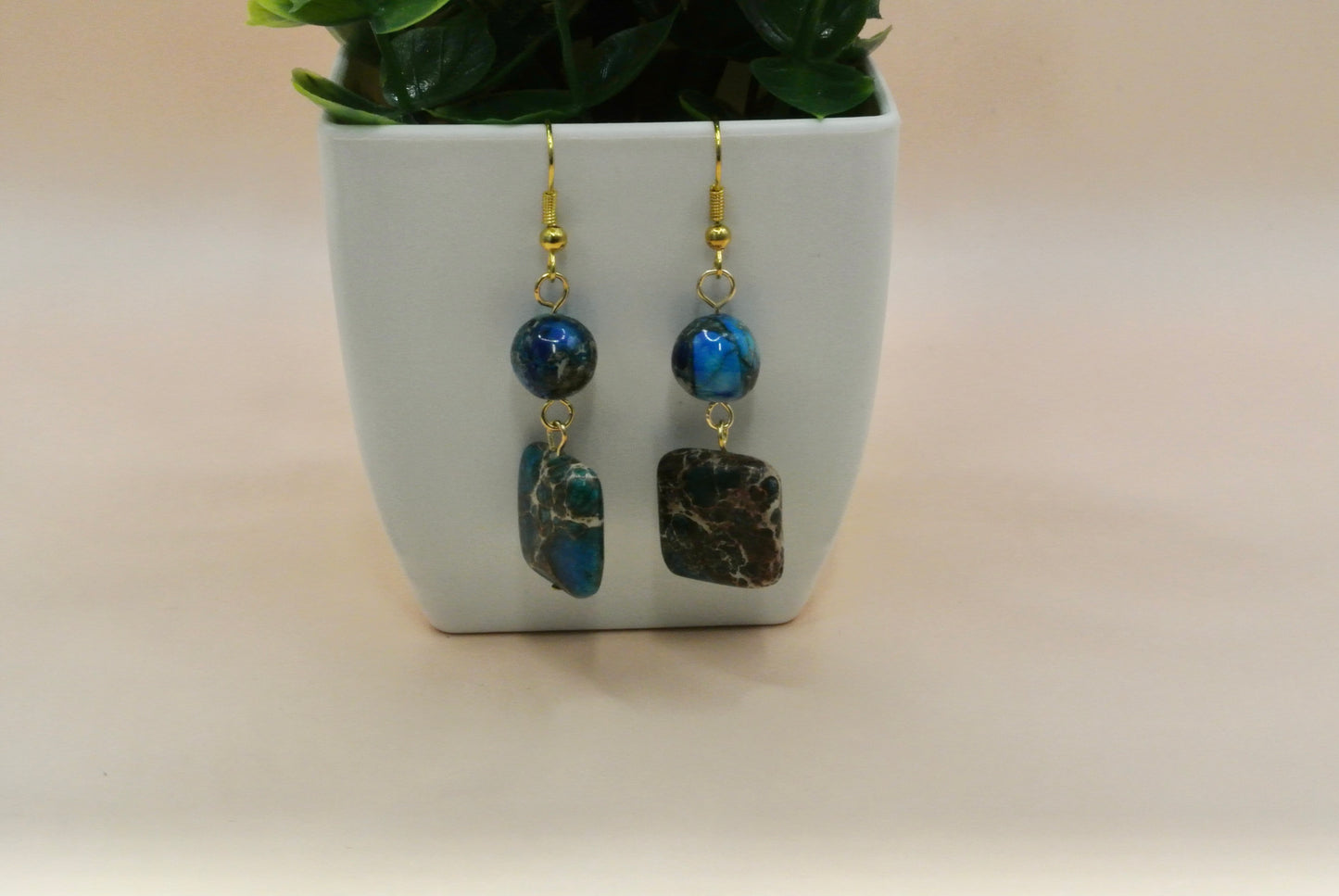 Blue Stone Jasper Earrings E-175