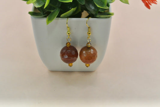 Large stone carnelian earrings E-179