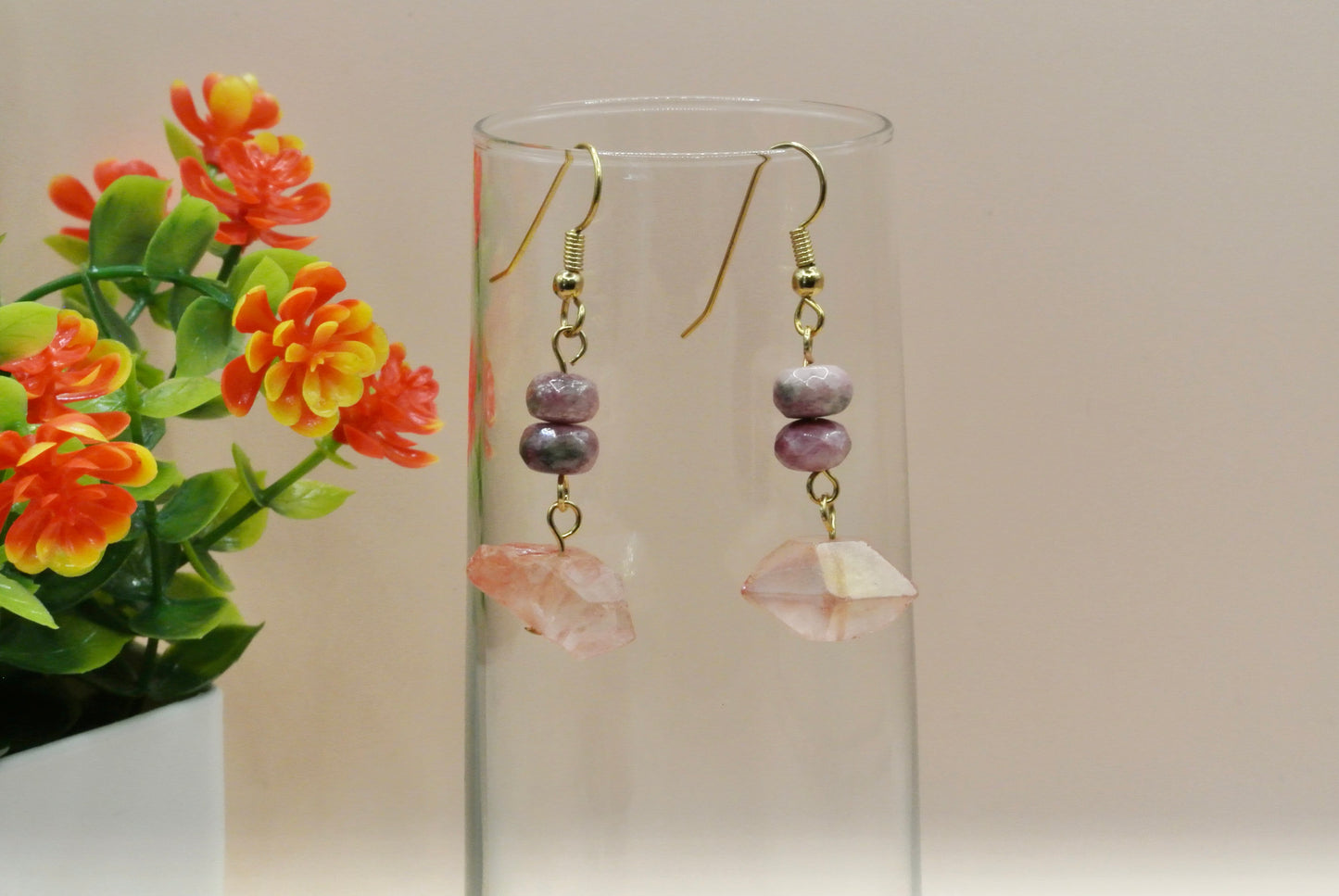 Pink Chunky Mix Earrings E-182