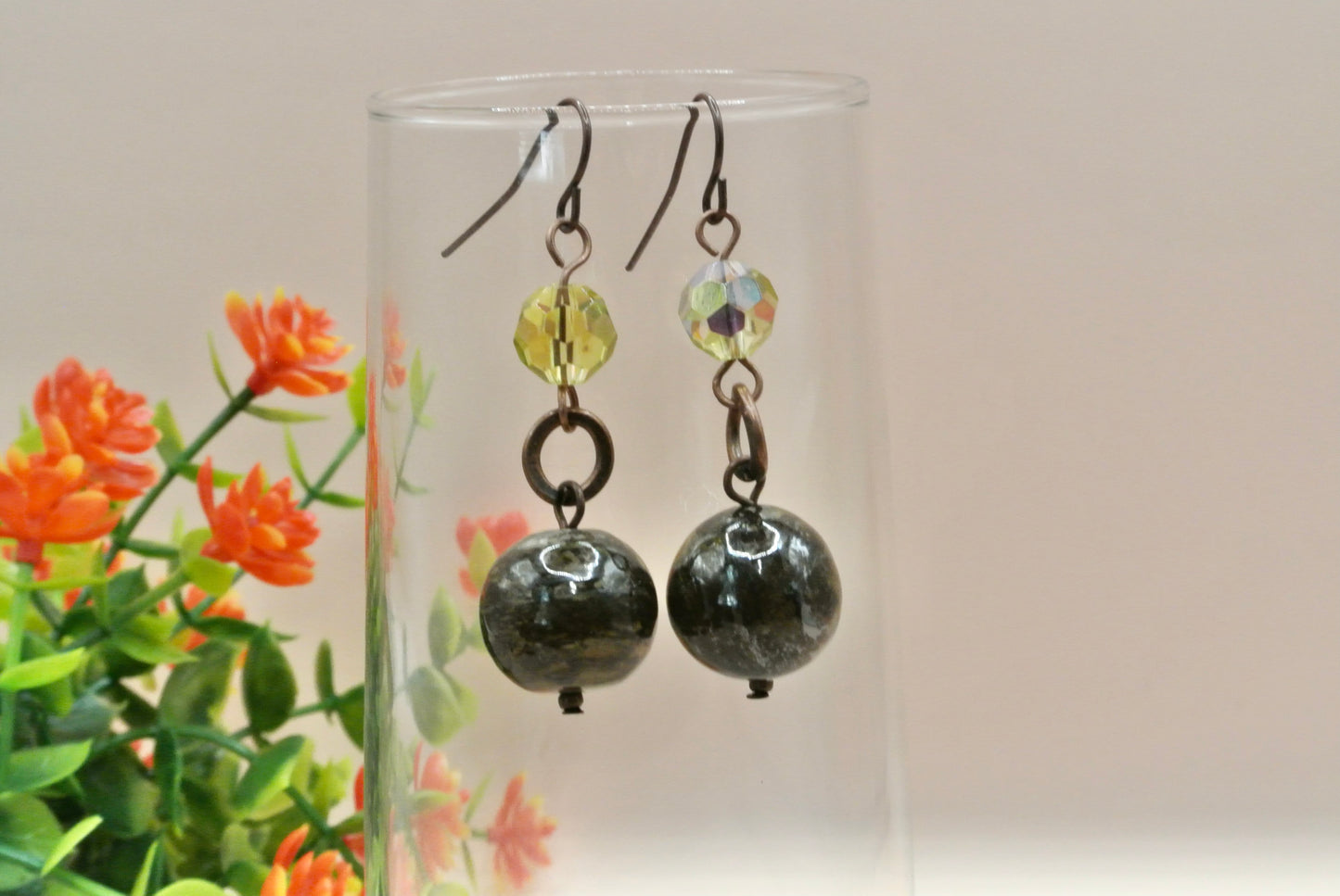 Round Stone Earrings E-186