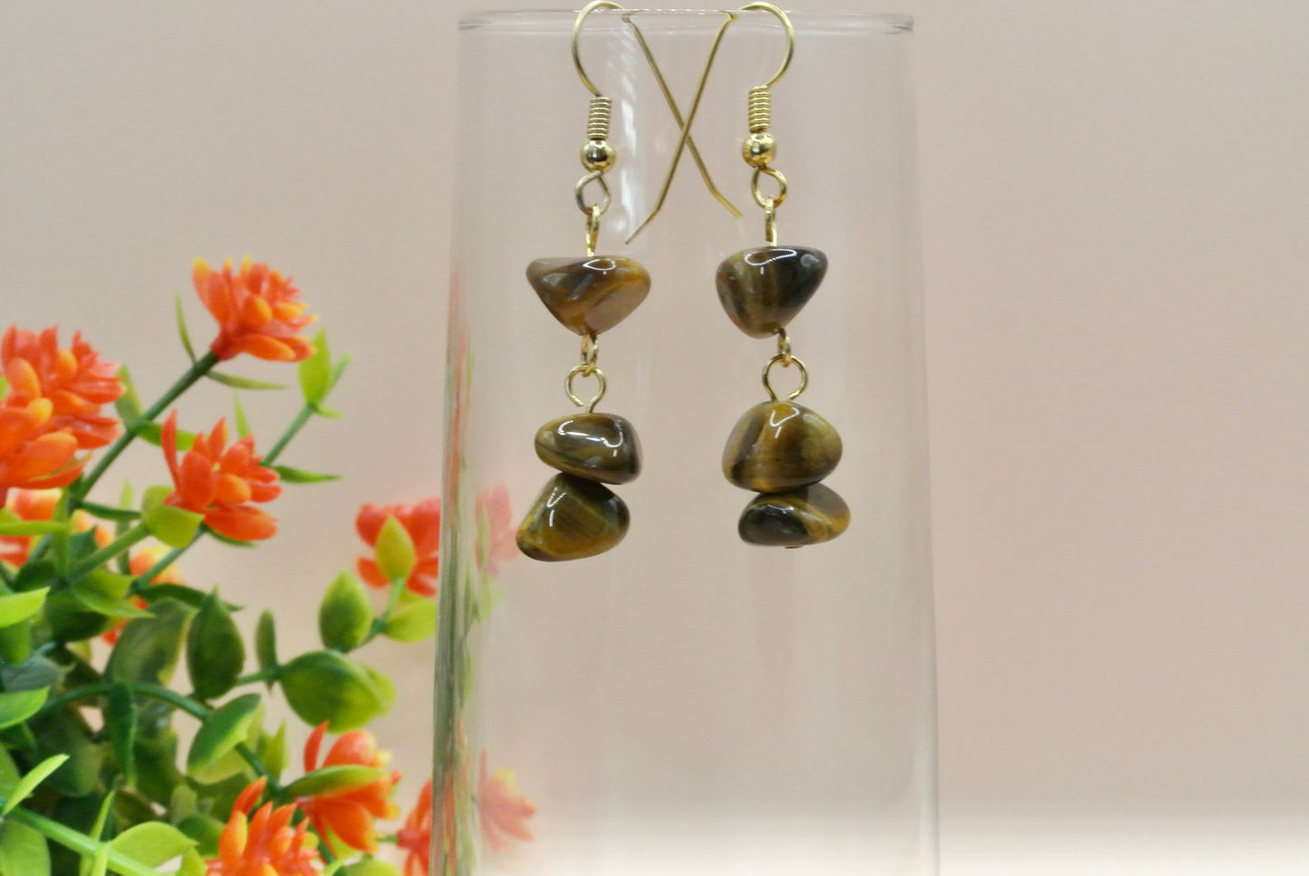 Tiger Eye Chunky Earrings E-190