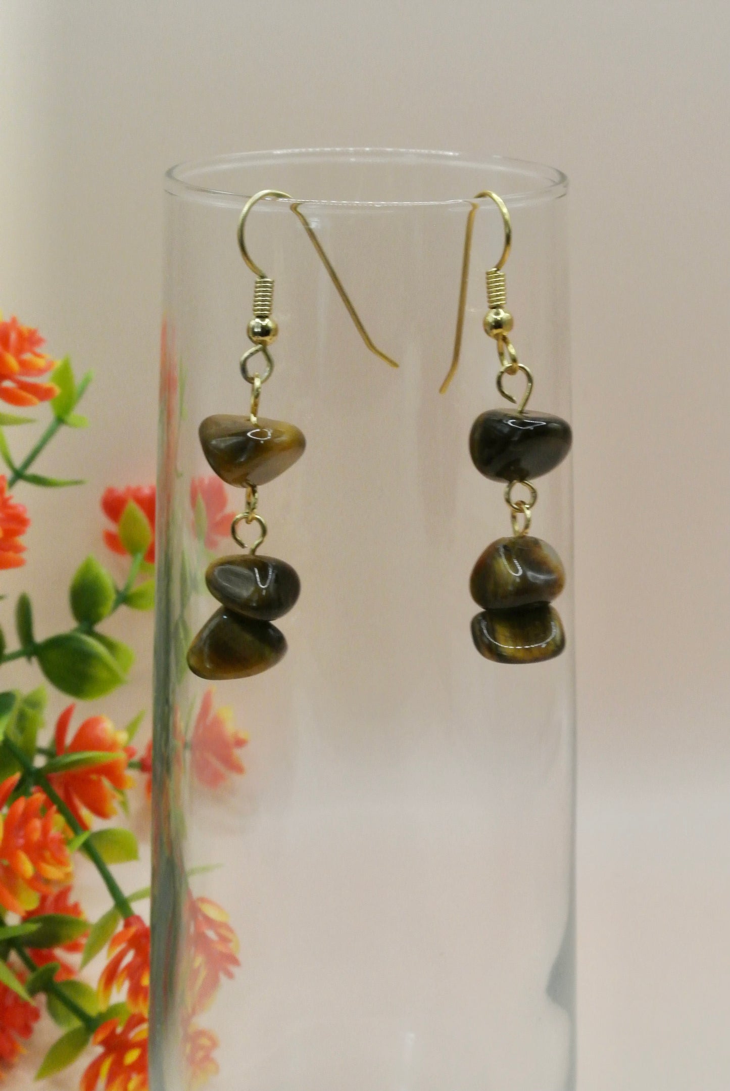 Tiger Eye Chunky Earrings E-190