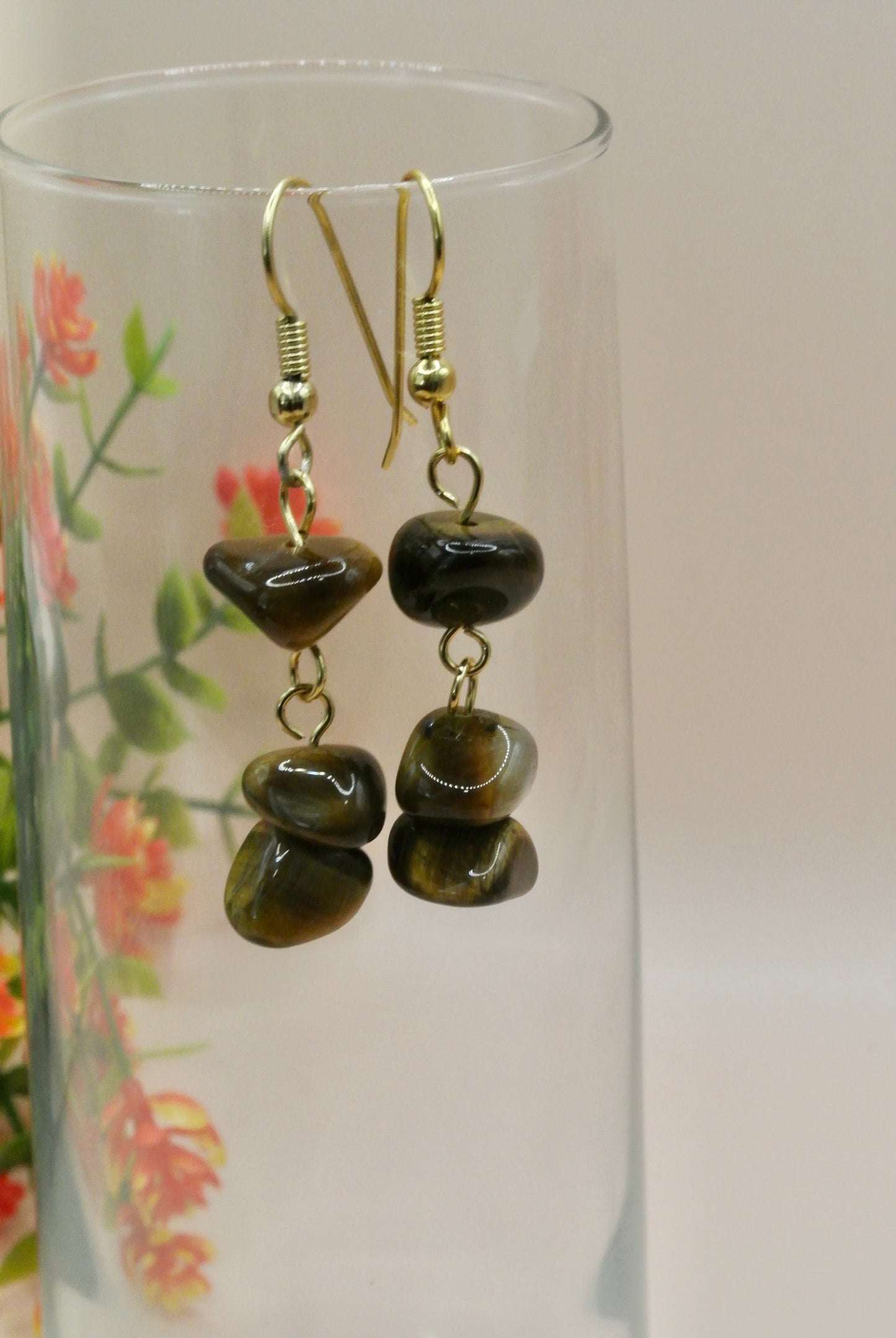 Tiger Eye Chunky Earrings E-190