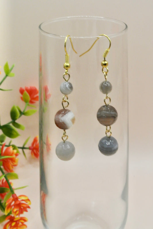 Round Faceted Stone Earrings E-192