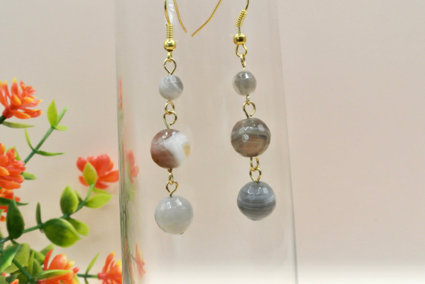 Round Faceted Stone Earrings E-192