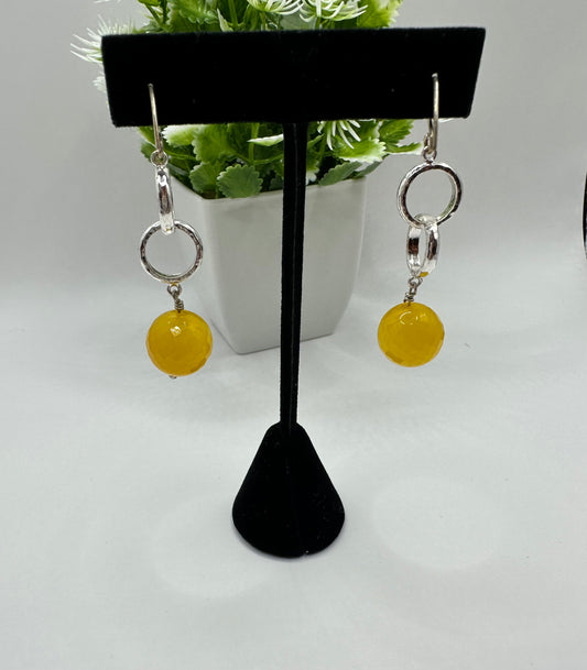 Yellow Faceted Stone Jasper earrings E-108