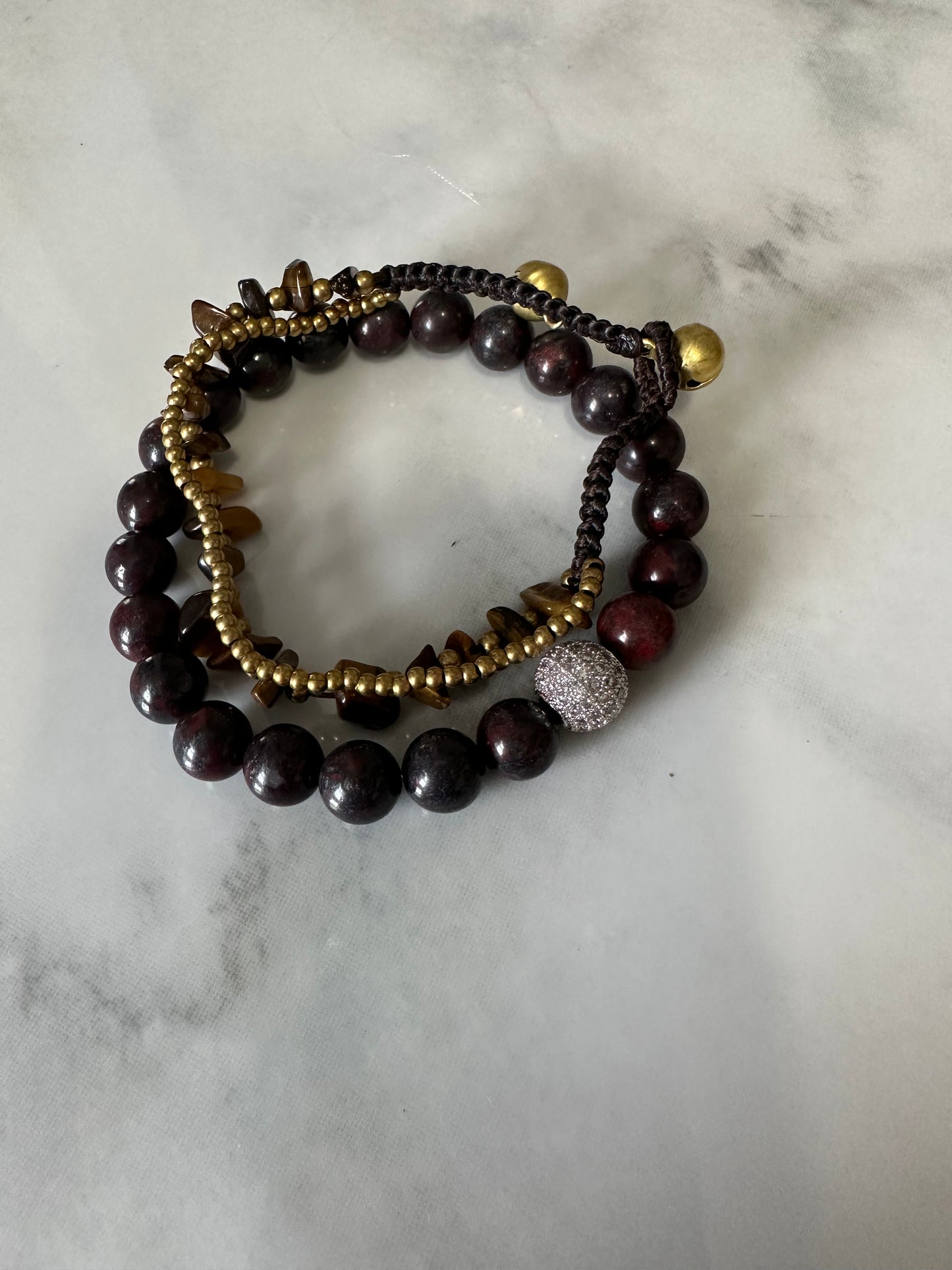 Red Tiger Eye with tiger eye chips Bracelets B-117