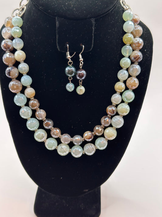 Stone mix Necklace With Earrings NE-104