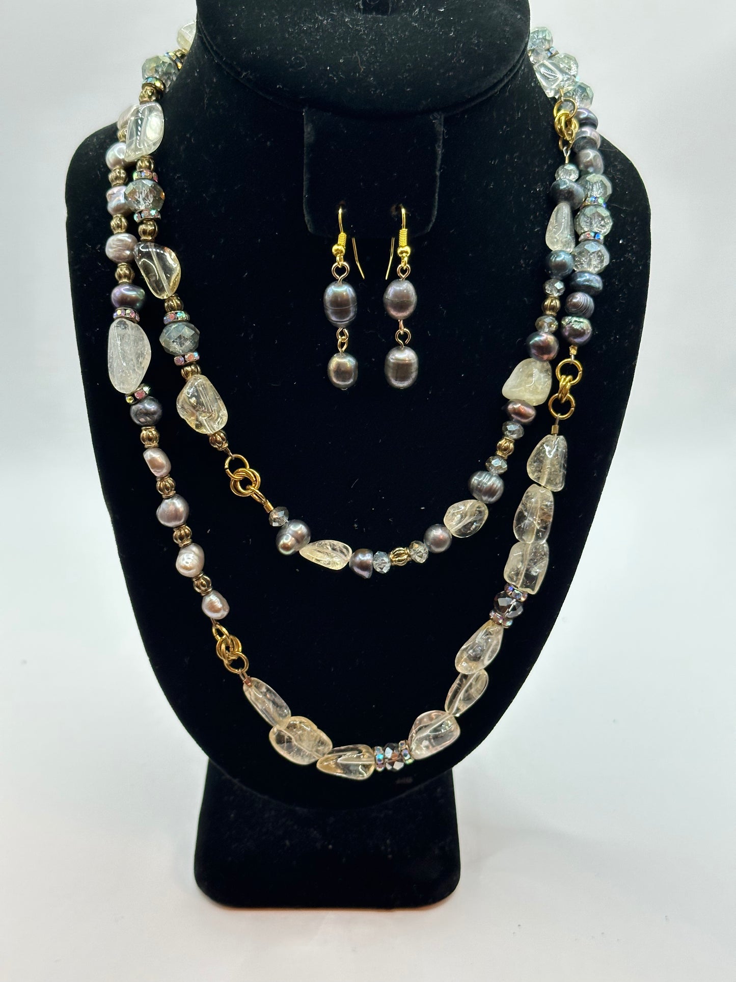 Citrine mix Necklace With earrings NE-105