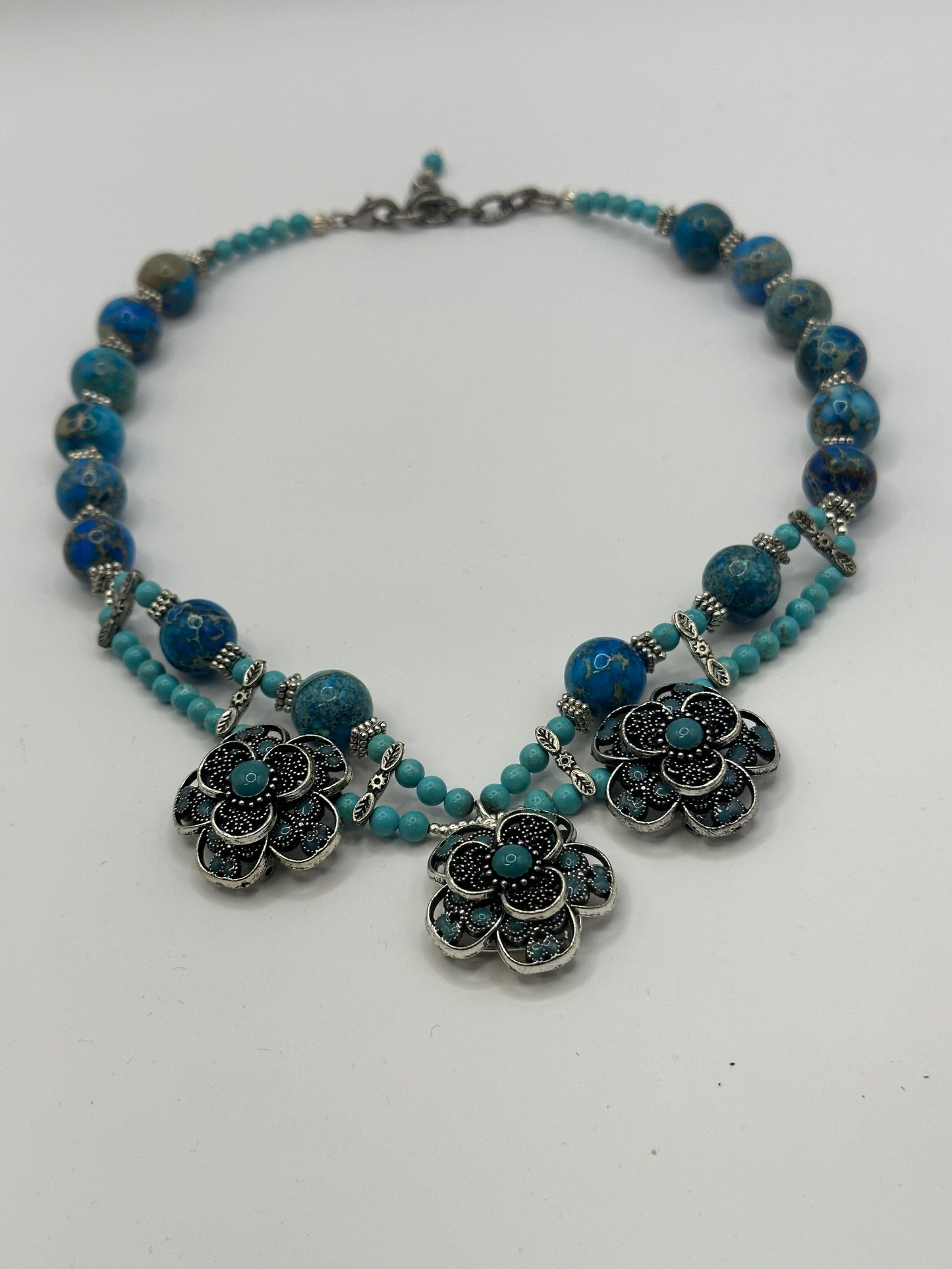 Turquoise Flower Necklace N-117