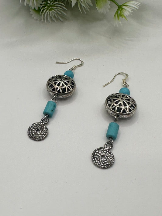 Silver With Turquoise Earrings E-165