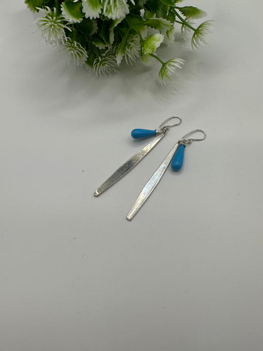 Silver Plated Earring with Turquoise E-157