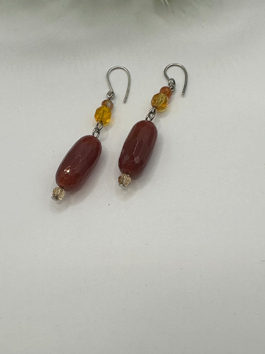 Faceted carnelian stone Earrings E-150