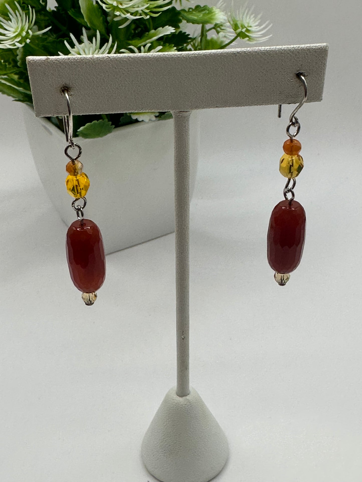 Faceted carnelian stone Earrings E-150