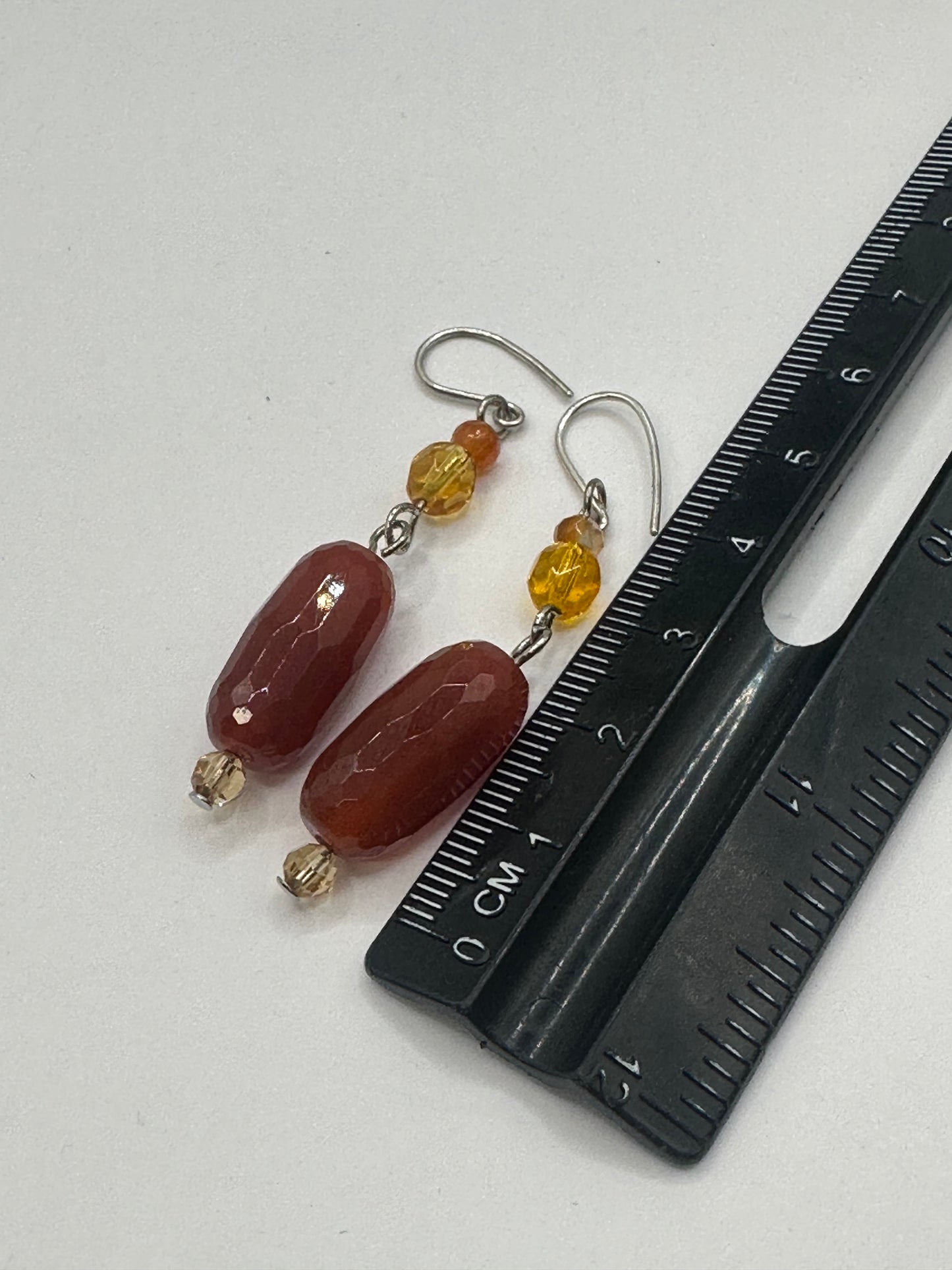 Faceted carnelian stone Earrings E-150