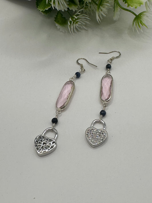 Hearts and pink Earrings E-155