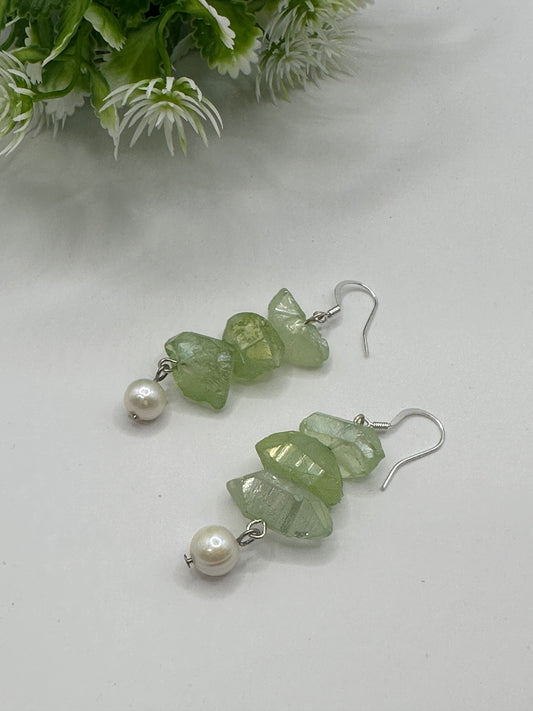 Chunky green quartz Earrings E-147