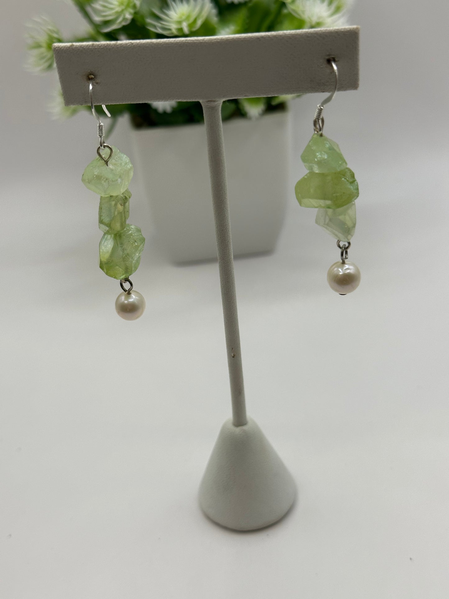 Chunky green quartz Earrings E-147