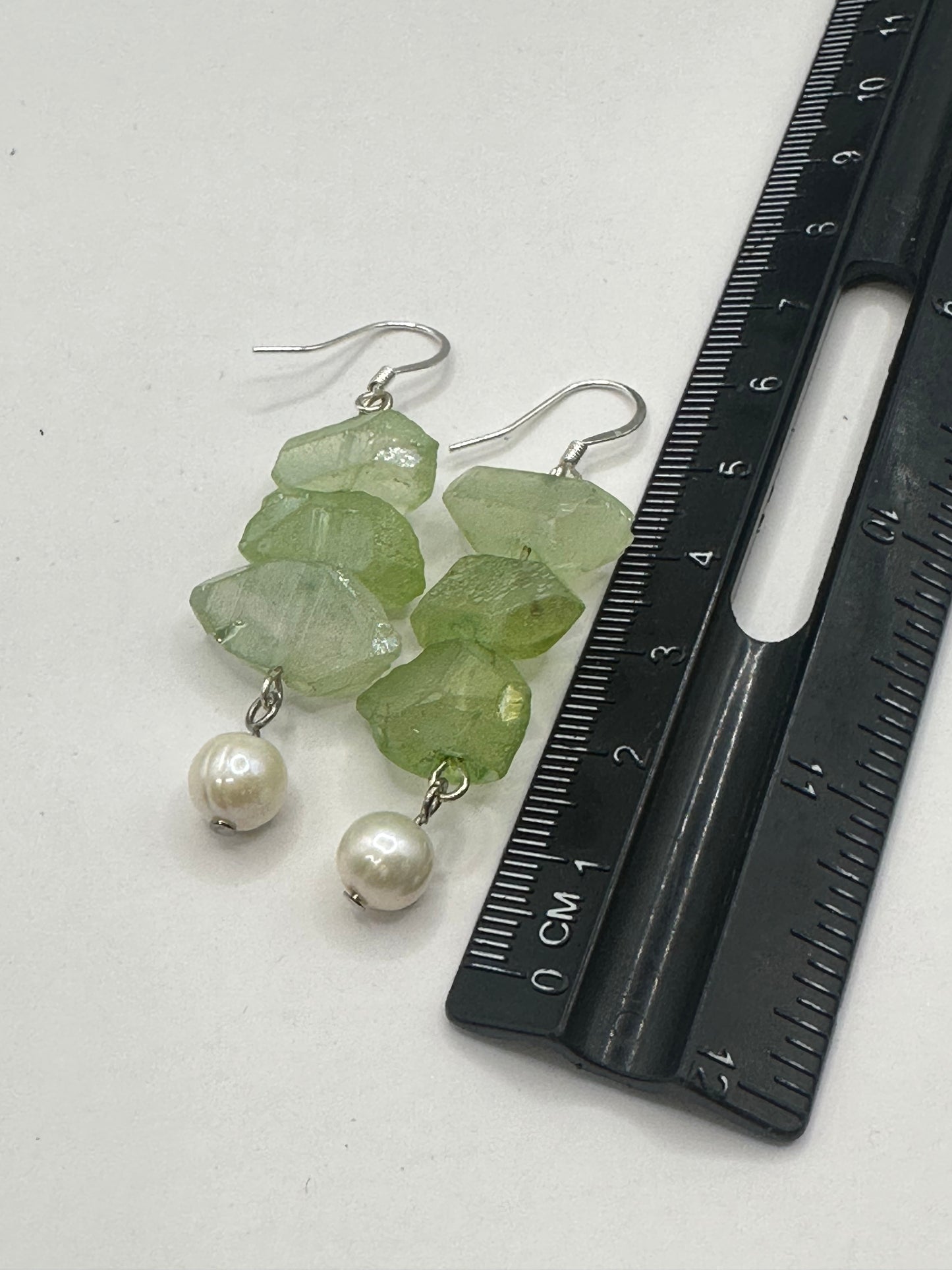 Chunky green quartz Earrings E-147