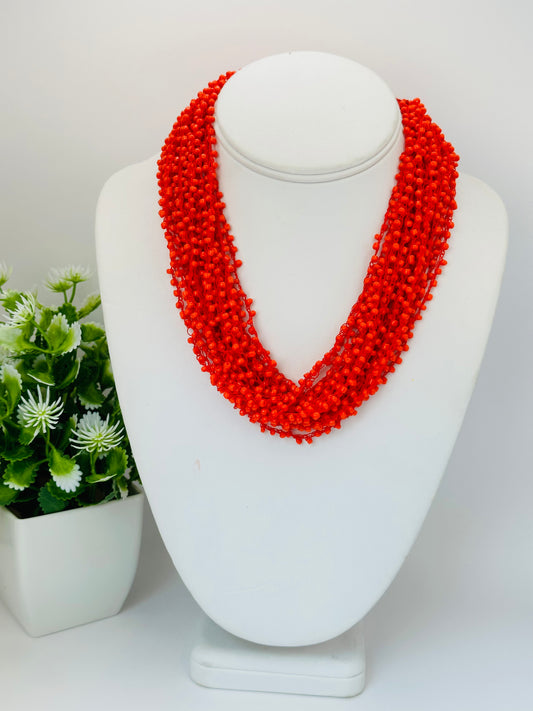 Red seed Beads Multi strand N-122