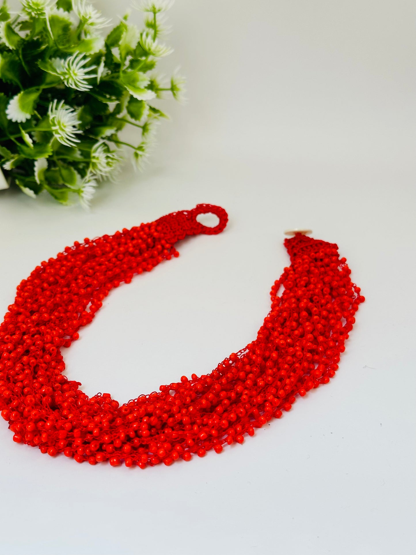 Red seed Beads Multi strand N-122