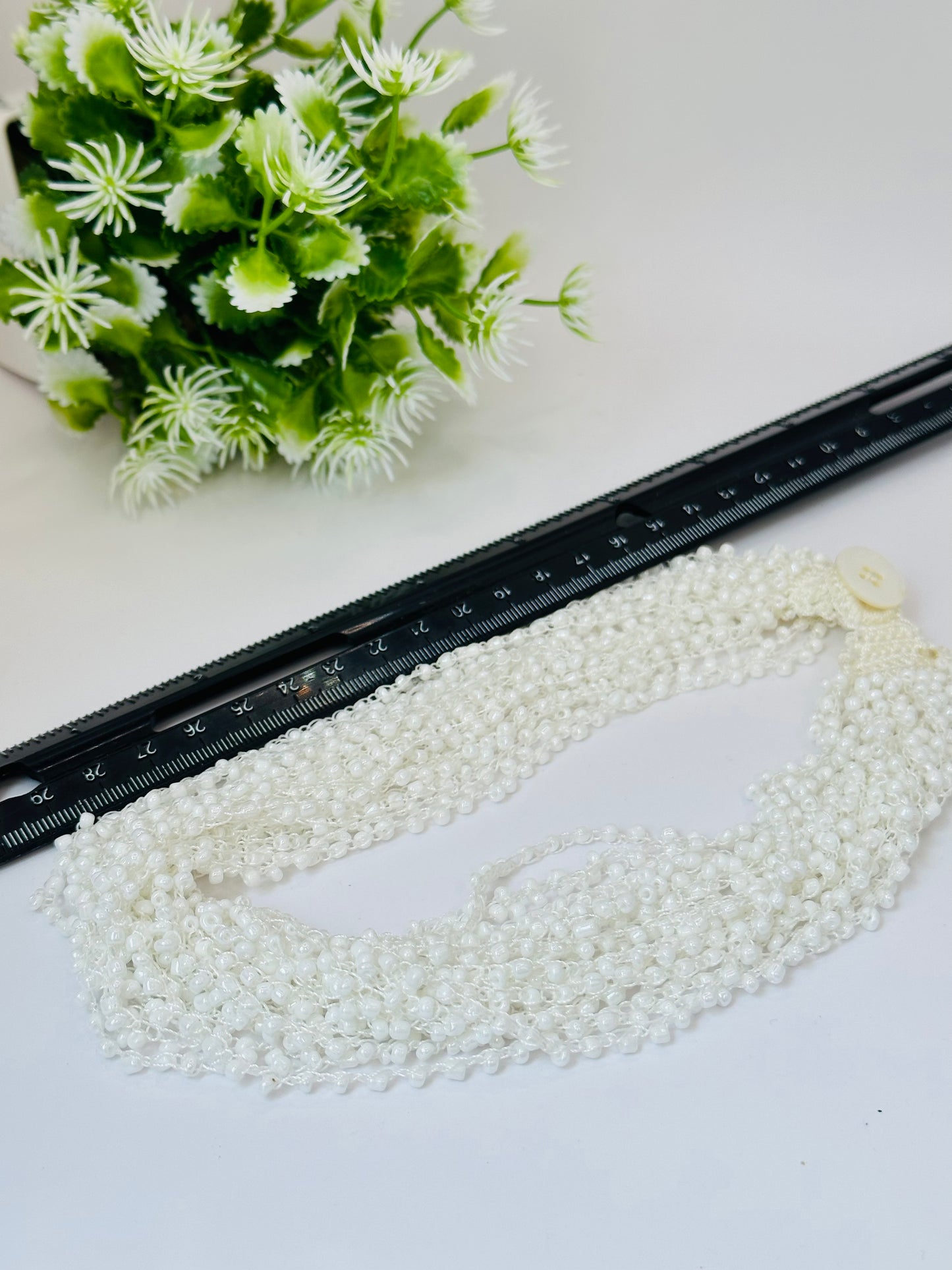 White seed beads multi strand Necklace N-123