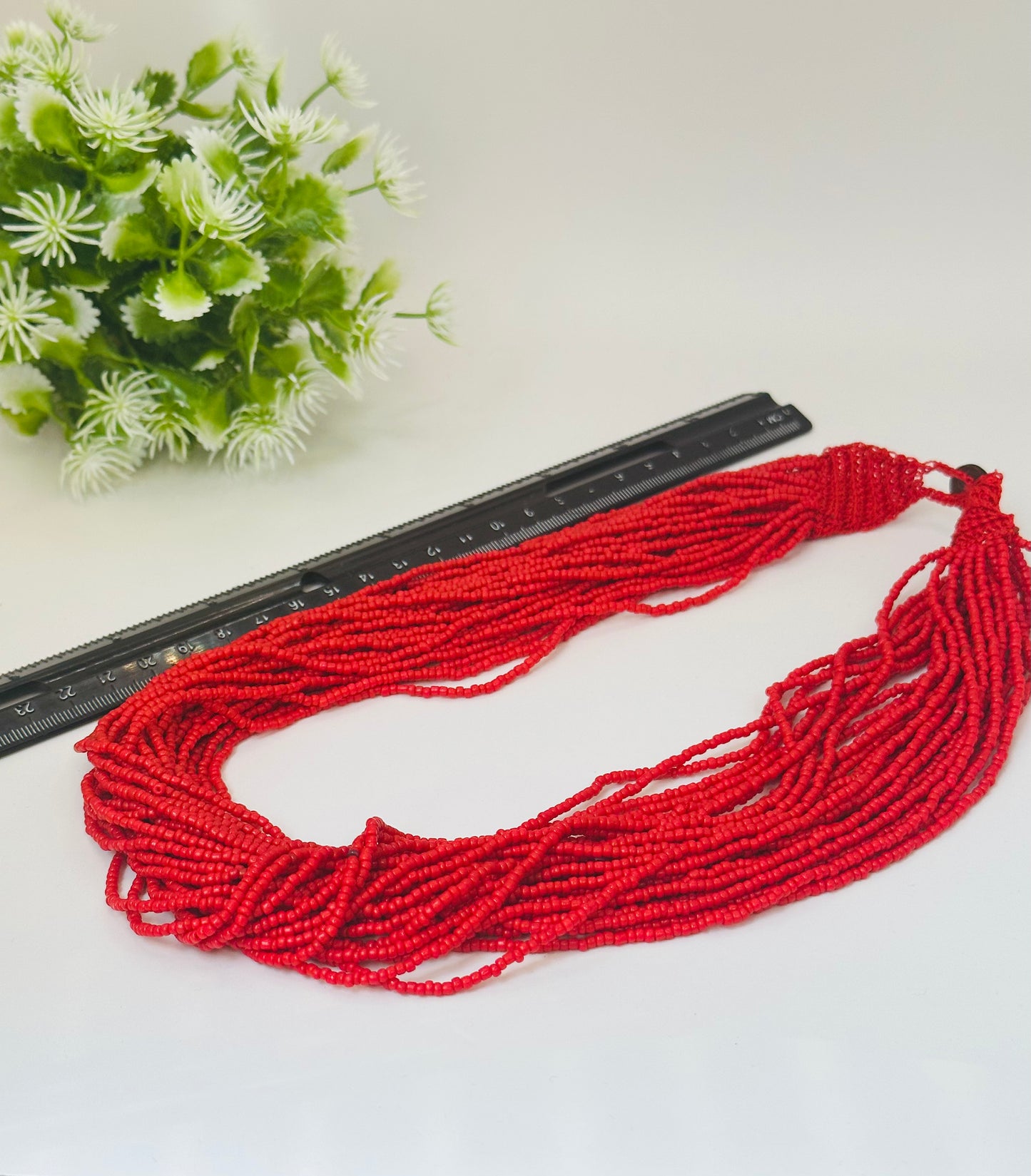 Red seed multi strands necklace N-125