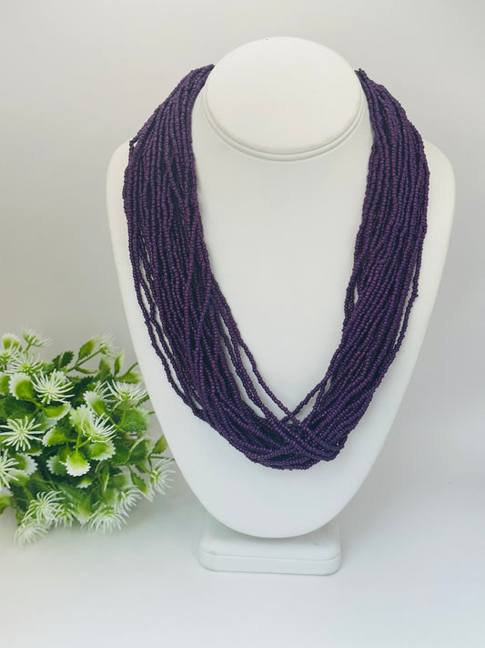 Purple seed multi strands Necklace N-126