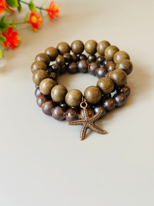 Brown Wood mix Bracelets B-173