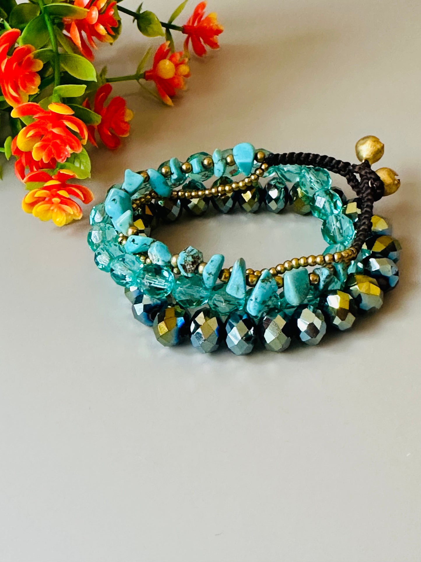 Light Aqua Mix Glass Bracelets B-176