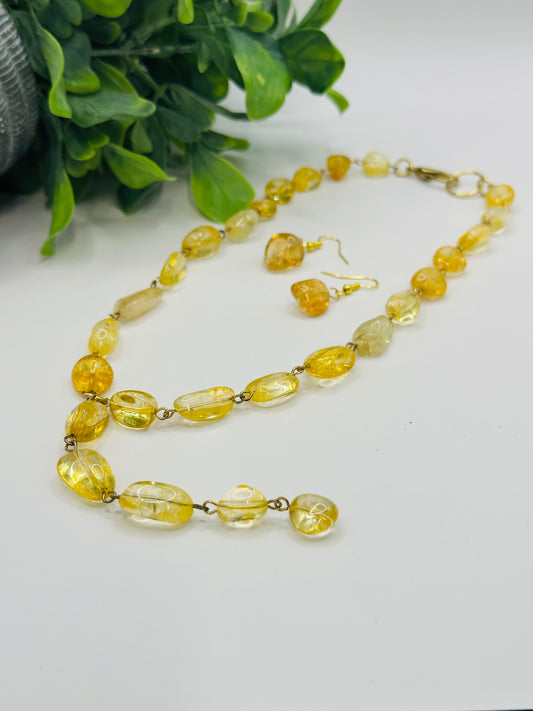 Citrine Necklace with earrings NE-102