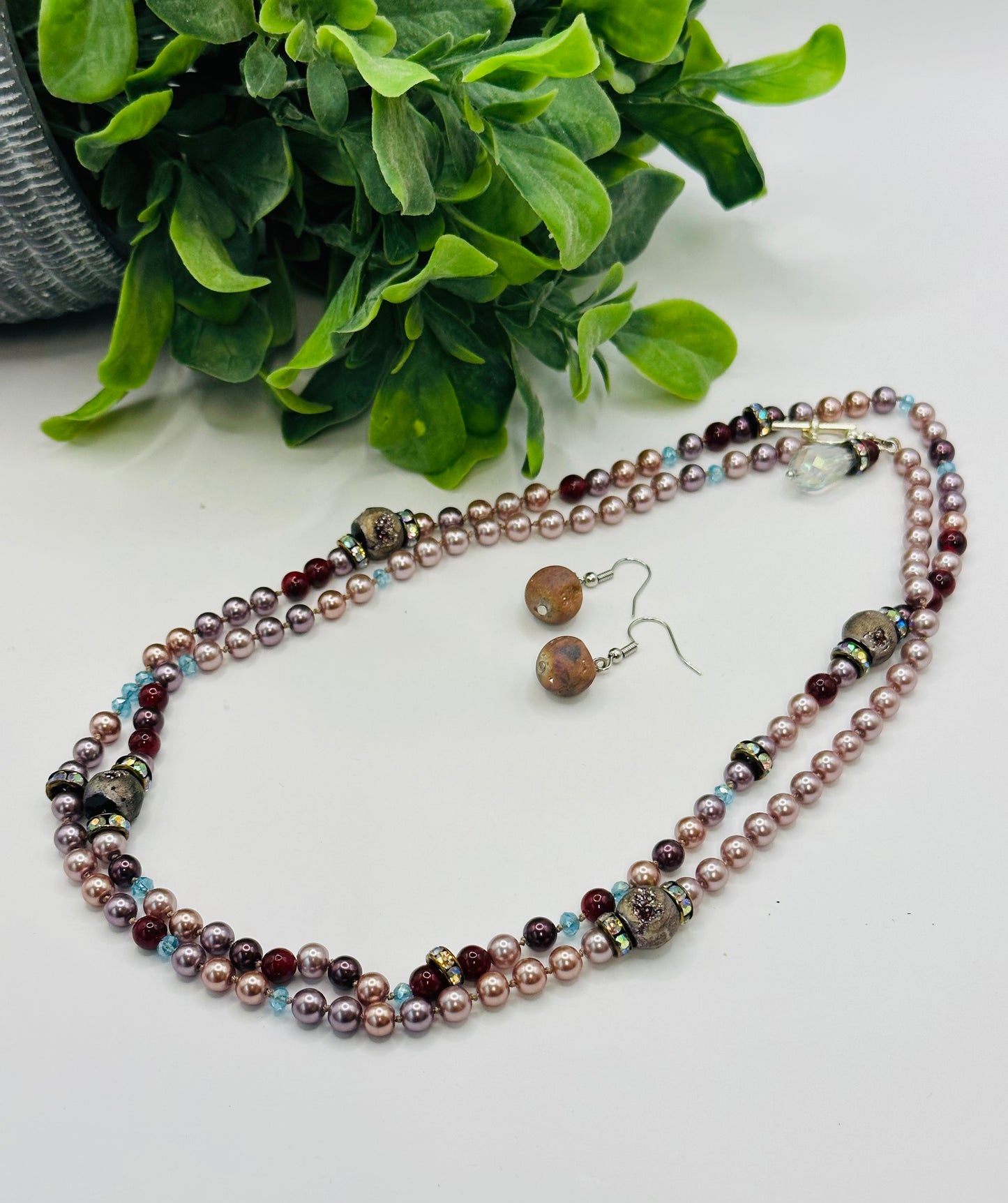 Pearls Necklace with earrings NE-108