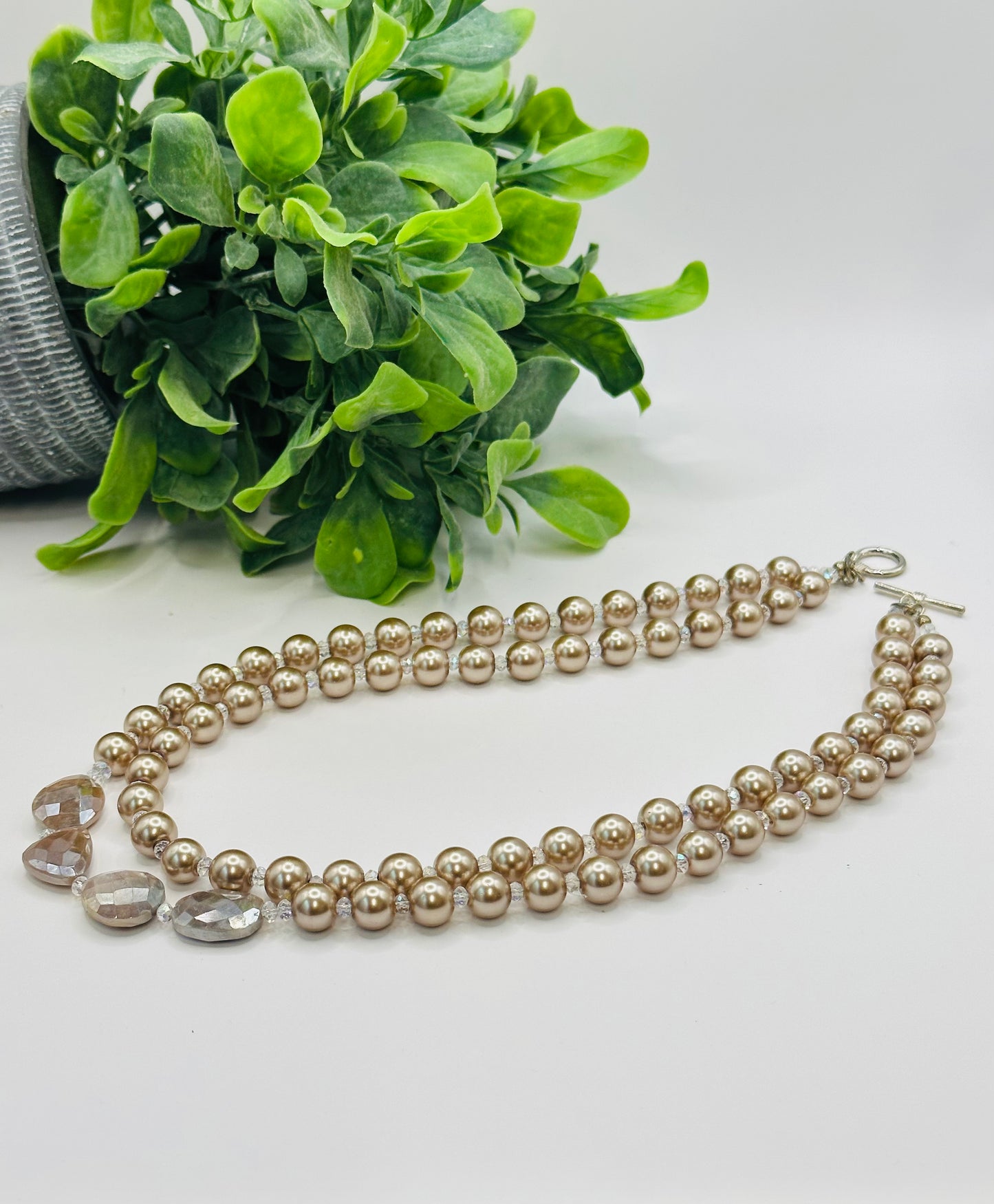 Pearls with moonstone  necklace N-99