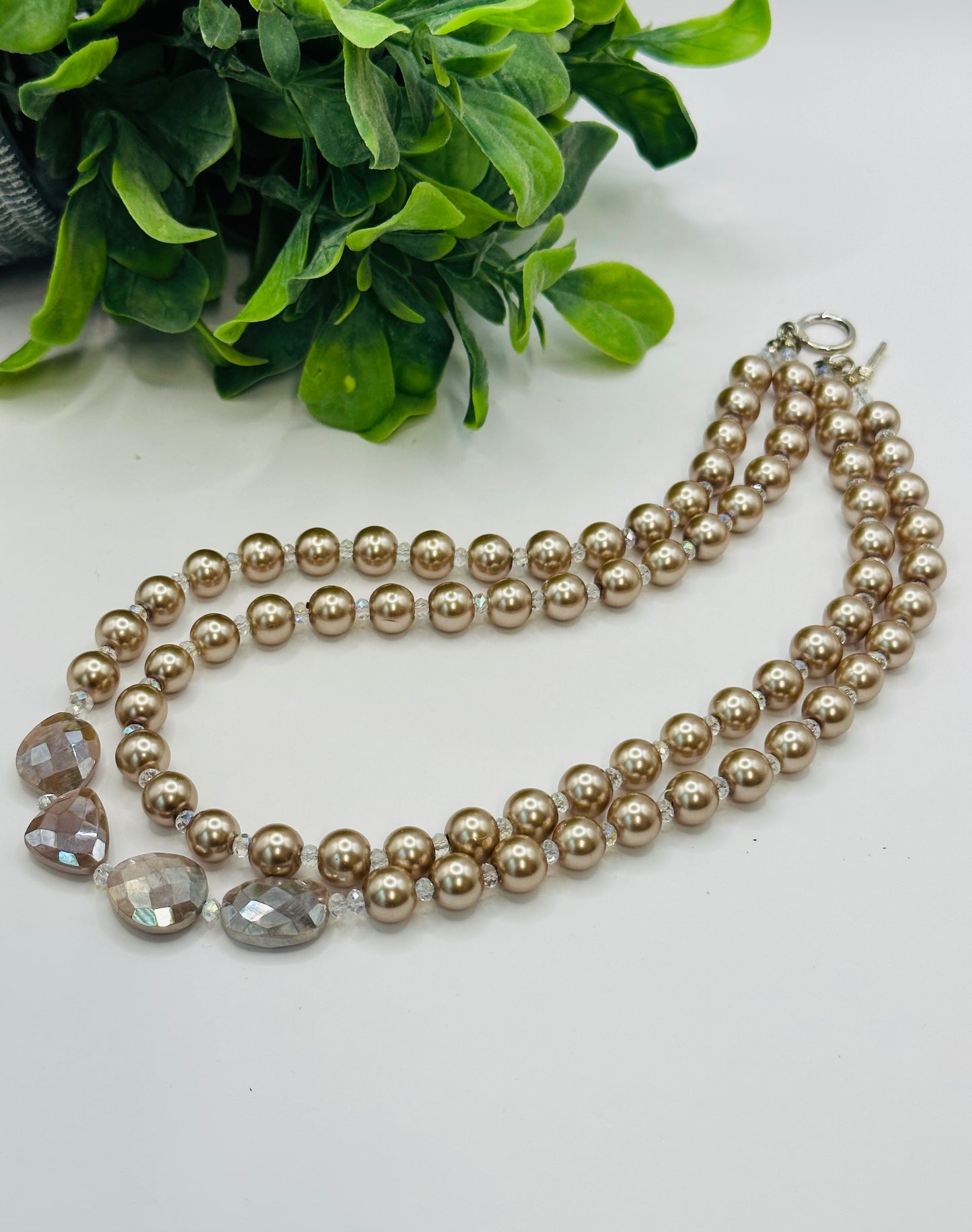 Pearls with moonstone  necklace N-99