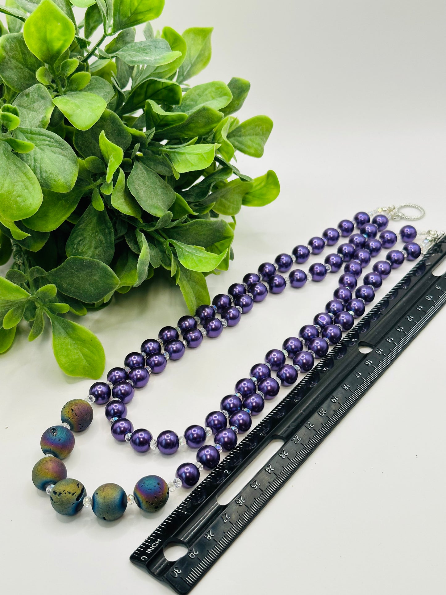 Purple pearls Necklace with earrings NE-115