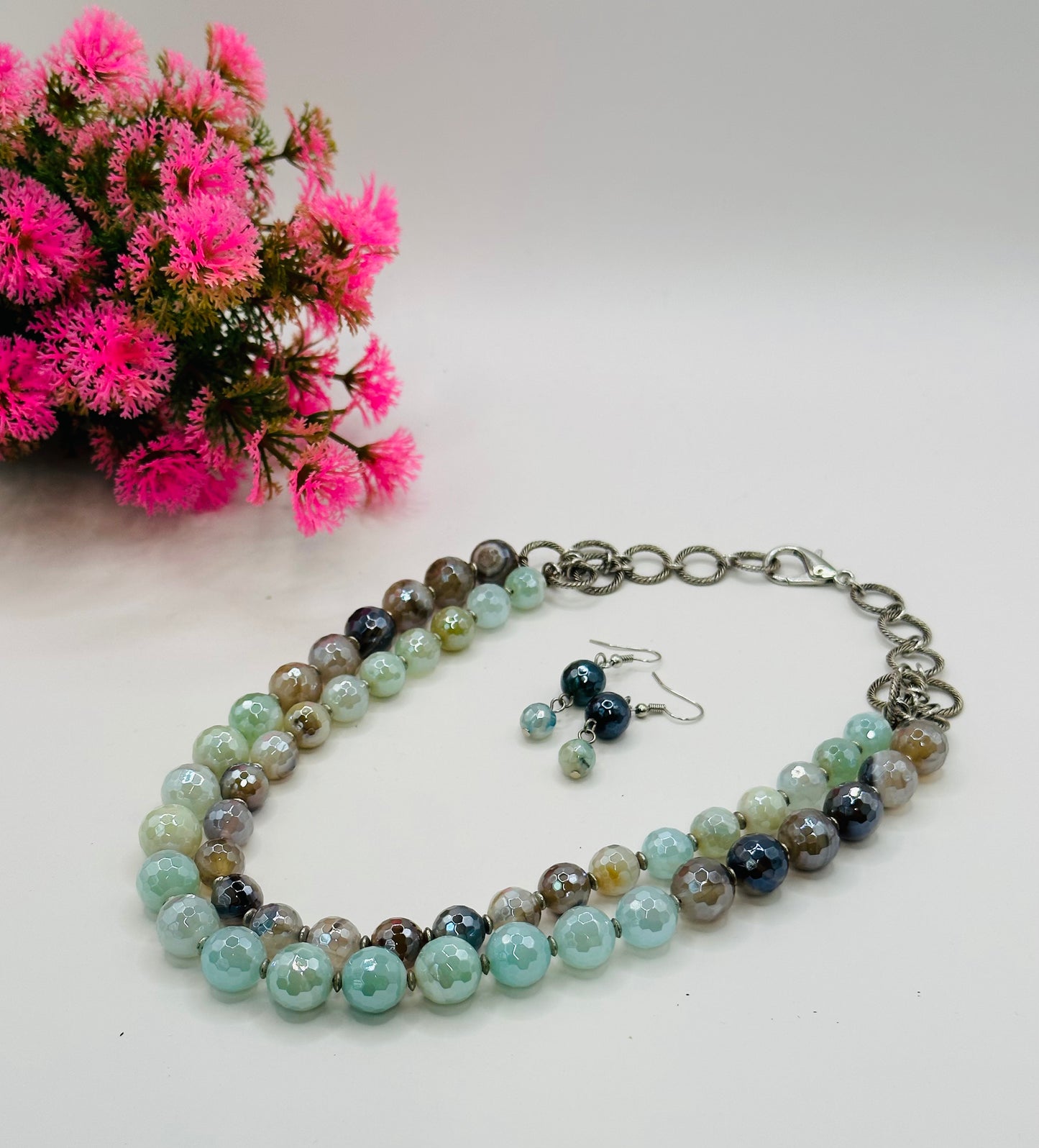 Stone mix Necklace With Earrings NE-104