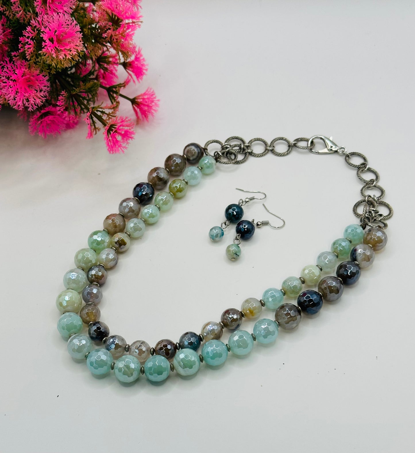 Stone mix Necklace With Earrings NE-104