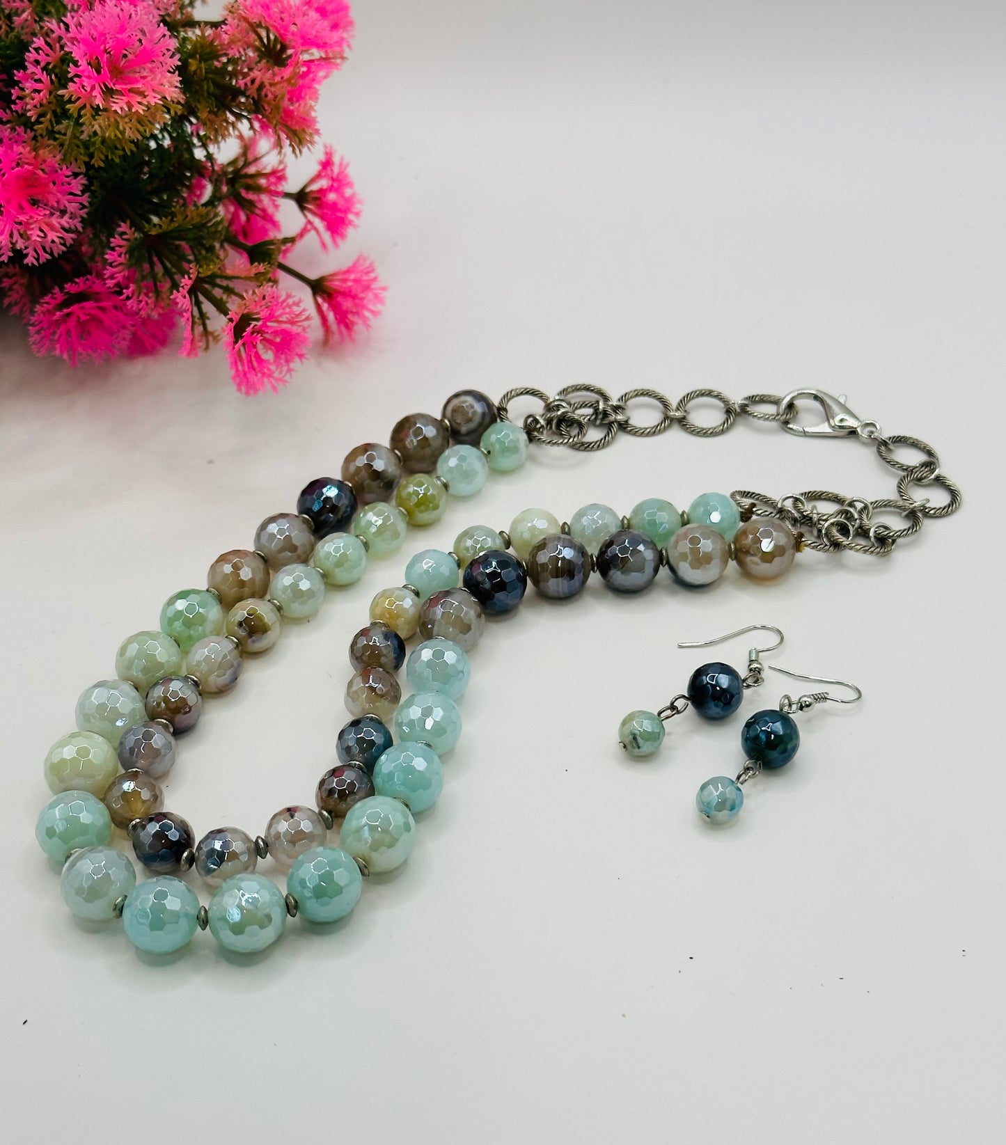 Stone mix Necklace With Earrings NE-104