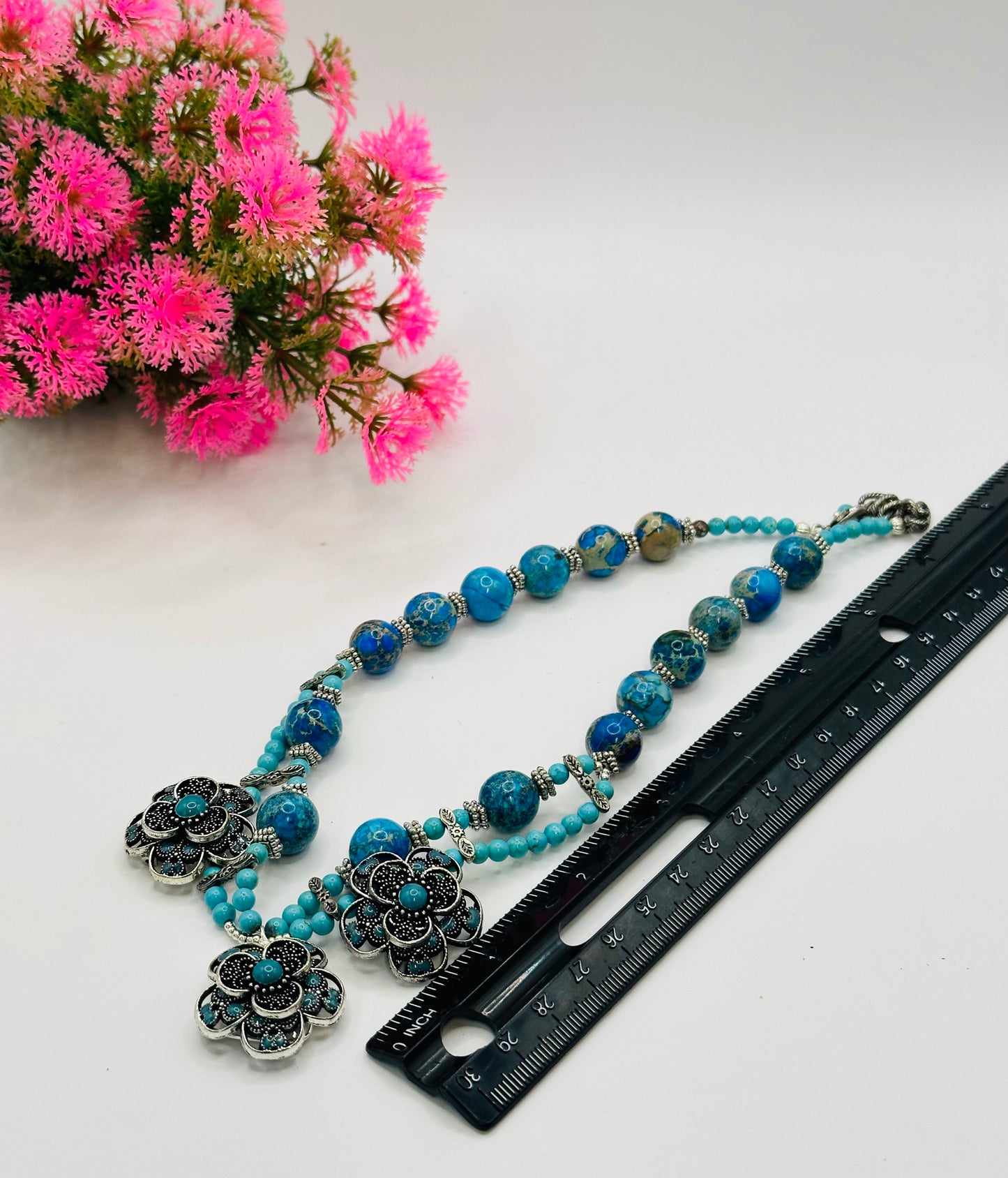 Turquoise Flower Necklace N-117