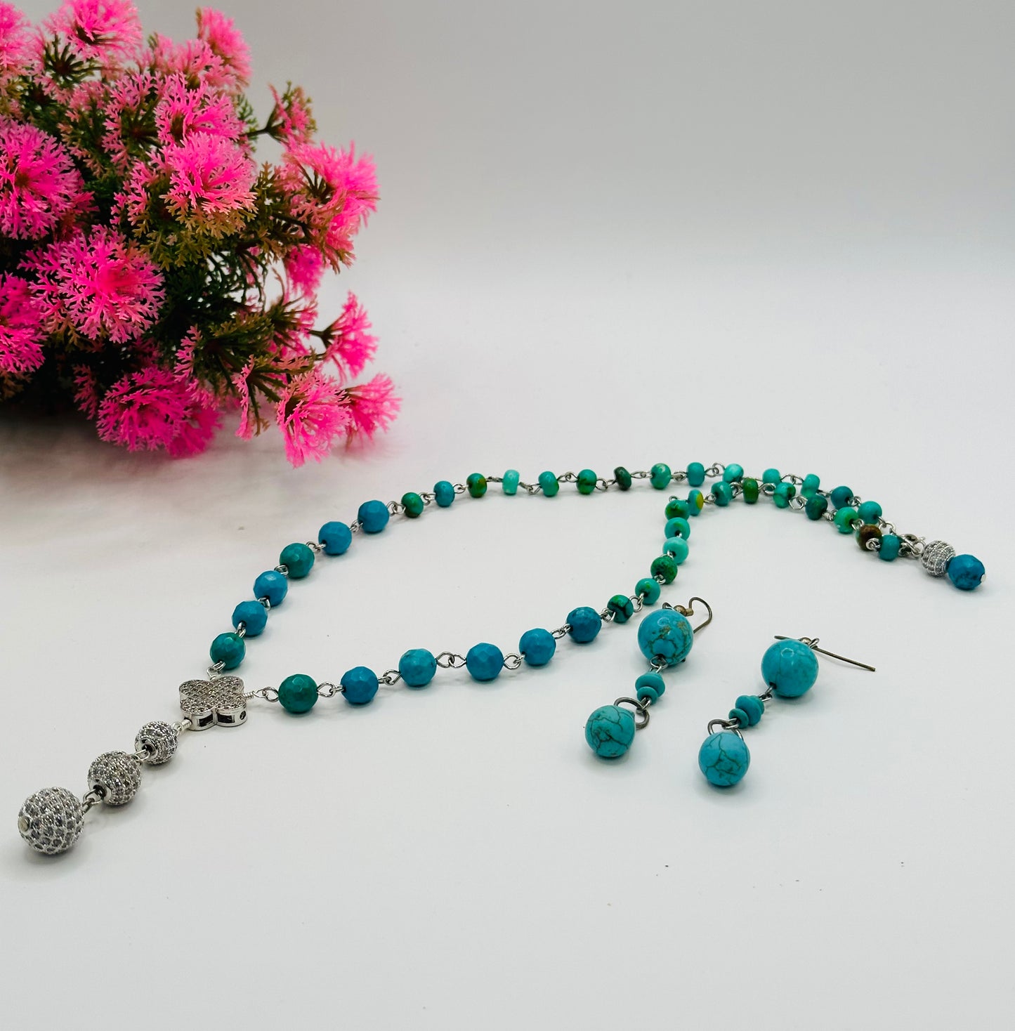 Turquoise Necklace with Earrings NE-103